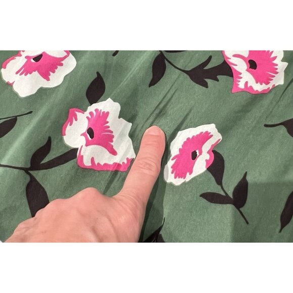 Anthropologie Women's Pleated Floral Dress Small Size Belted Green Colorful - Picture 12 of 13